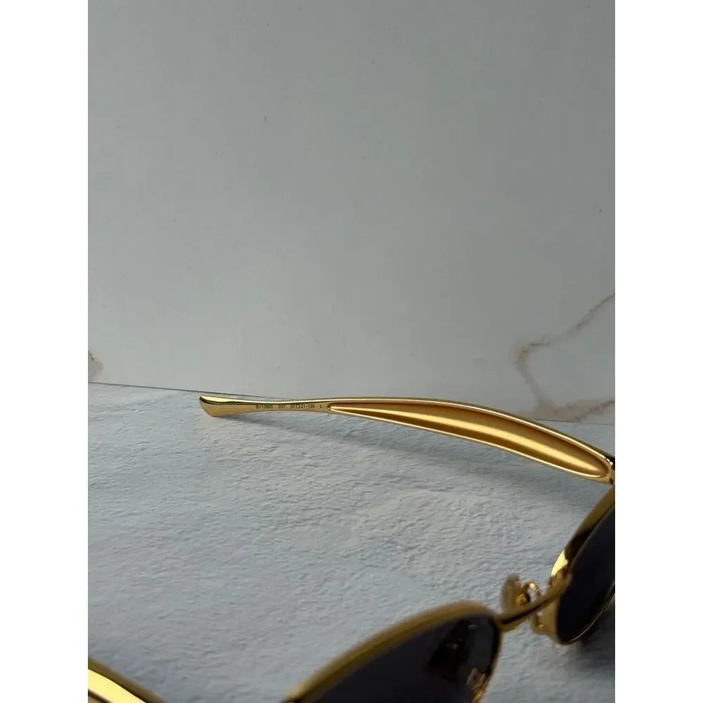 NEW Bottega Veneta BV1386S Gold Sardine Oval Sunglasses $655